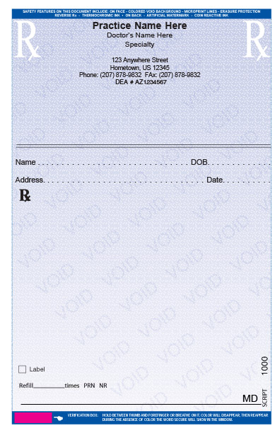 Secure Printed Prescription Pads